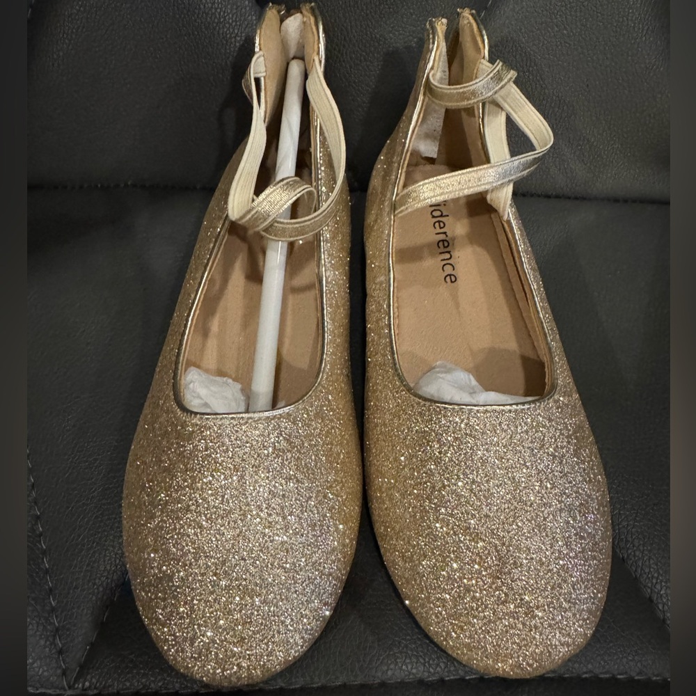 Sparkly Gold Girls Size 13 Dress Shoes